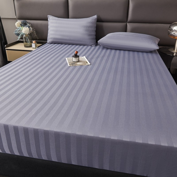 91家纺网 家纺一手货源 找家纺 梵克保罗 2025新款DT系列缎条工艺色丁床笠 DT-灰