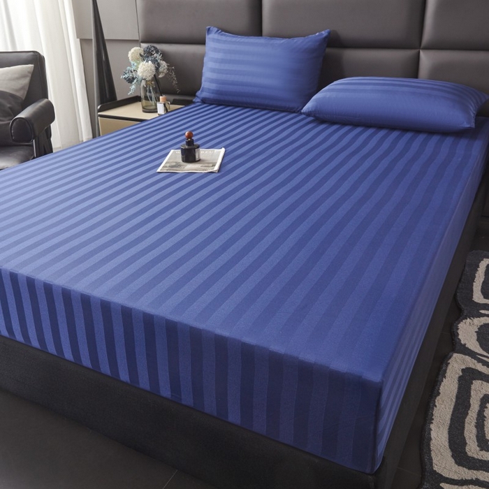 梵克保罗 2025新款DT系列缎条工艺色丁床笠 DT-藏青