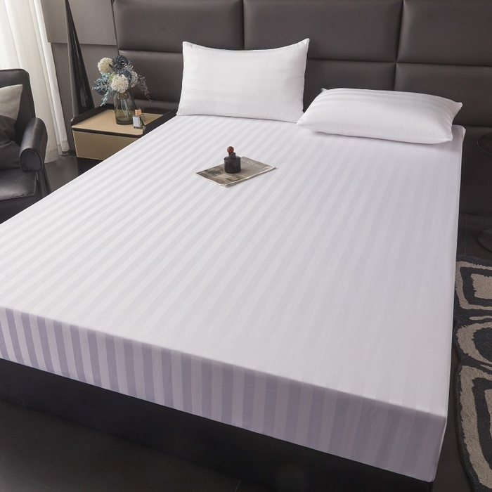 梵克保罗 2025新款DT系列缎条工艺色丁床笠 DT-白