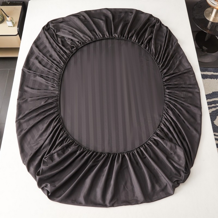 91家纺网 家纺一手货源 找家纺 梵克保罗 2025新款DT系列缎条工艺色丁床笠 DT-黑