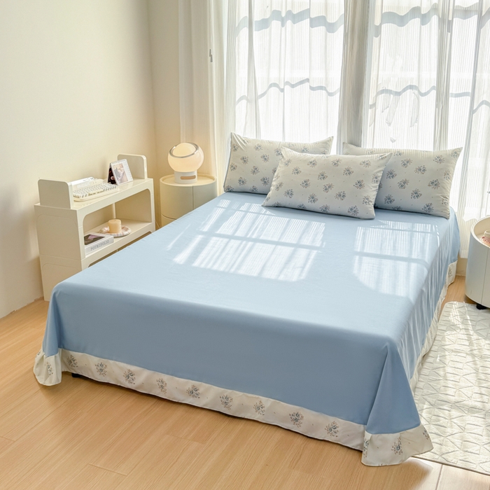 91家纺网 家纺一手货源 找家纺 铭浩家纺 2025新款A类针织棉双层纱四件套 清欢