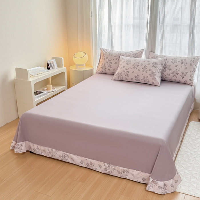 91家纺网 家纺一手货源 找家纺 铭浩家纺 2025新款A类针织棉双层纱四件套 悠然