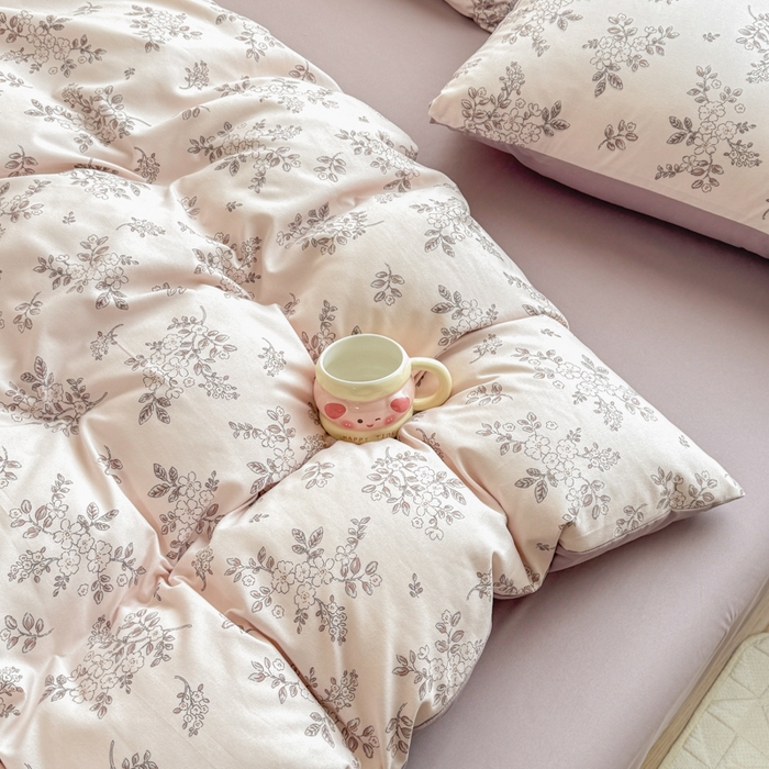 91家纺网 家纺一手货源 找家纺 铭浩家纺 2025新款A类针织棉双层纱四件套 悠然