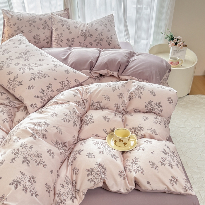 91家纺网 家纺一手货源 找家纺 铭浩家纺 2025新款A类针织棉双层纱四件套 悠然