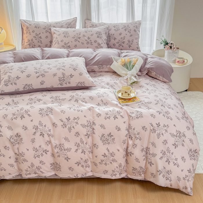 91家纺网 家纺一手货源 找家纺 铭浩家纺 2025新款A类针织棉双层纱四件套 悠然