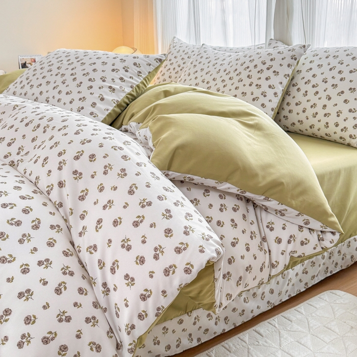 91家纺网 家纺一手货源 找家纺 铭浩家纺 2025新款A类针织棉双层纱四件套 余笙