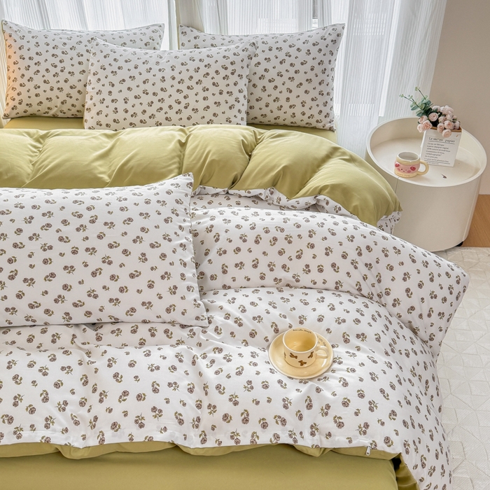 91家纺网 家纺一手货源 找家纺 铭浩家纺 2025新款A类针织棉双层纱四件套 余笙