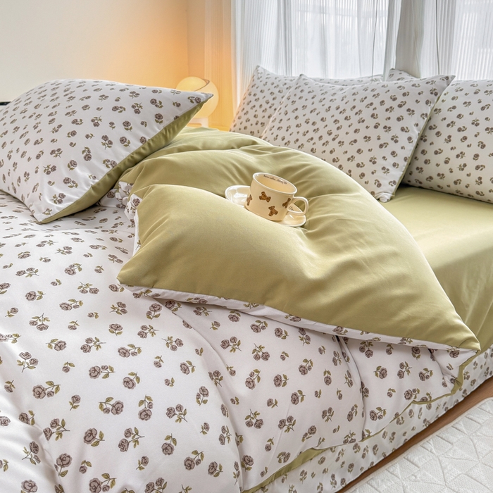 91家纺网 家纺一手货源 找家纺 铭浩家纺 2025新款A类针织棉双层纱四件套 余笙