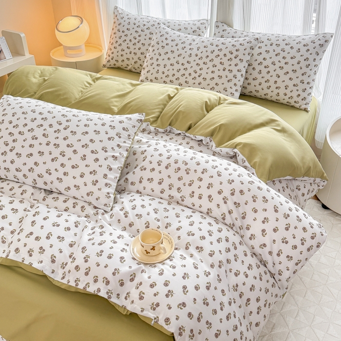 91家纺网 家纺一手货源 找家纺 铭浩家纺 2025新款A类针织棉双层纱四件套 余笙