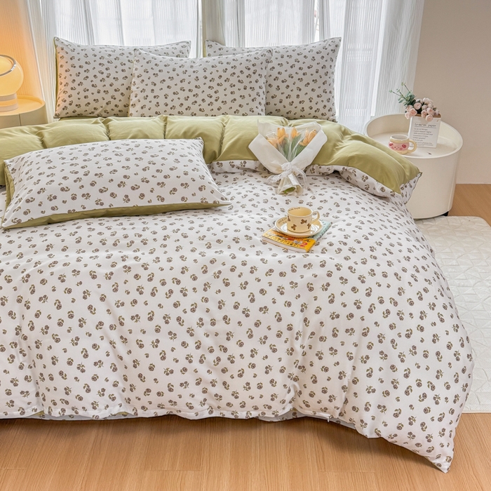 91家纺网 家纺一手货源 找家纺 铭浩家纺 2025新款A类针织棉双层纱四件套 余笙