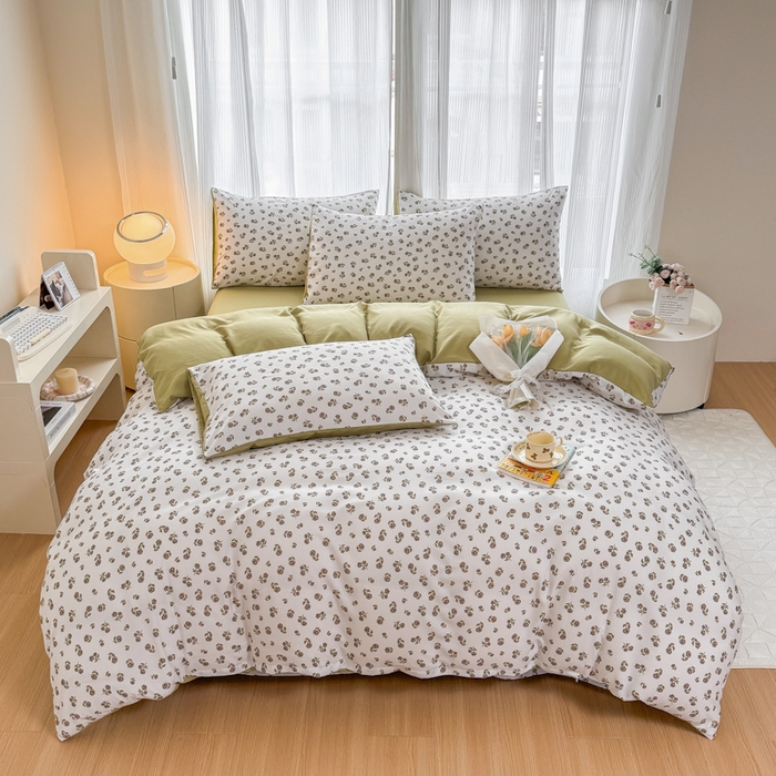 91家纺网 家纺一手货源 找家纺 铭浩家纺 2025新款A类针织棉双层纱四件套 余笙