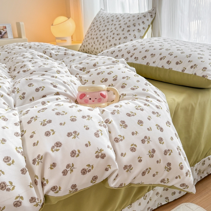 91家纺网 家纺一手货源 找家纺 铭浩家纺 2025新款A类针织棉双层纱四件套 余笙