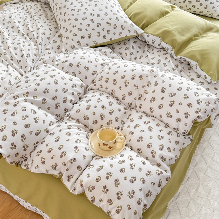 91家纺网 家纺一手货源 找家纺 铭浩家纺 2025新款A类针织棉双层纱四件套 余笙