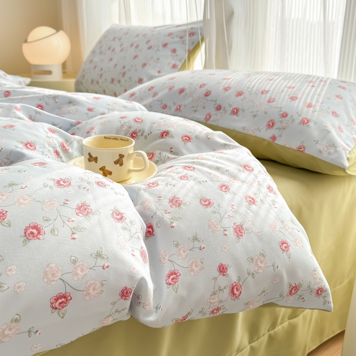 91家纺网 家纺一手货源 找家纺 铭浩家纺 2025新款A类针织棉双层纱四件套 伊洛