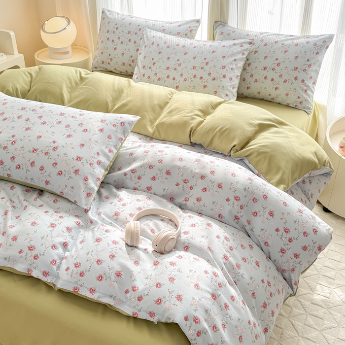 91家纺网 家纺一手货源 找家纺 铭浩家纺 2025新款A类针织棉双层纱四件套 伊洛