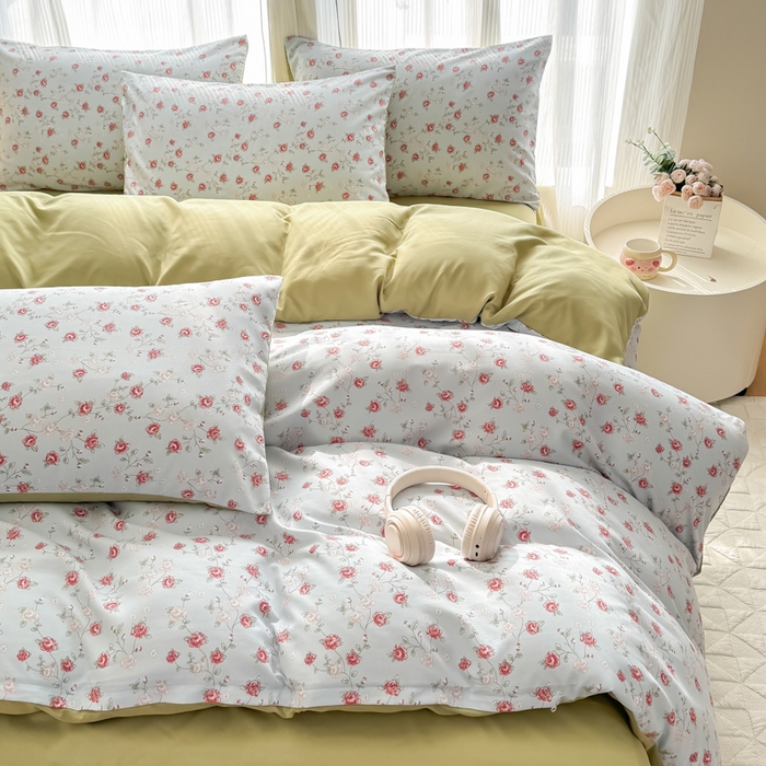 91家纺网 家纺一手货源 找家纺 铭浩家纺 2025新款A类针织棉双层纱四件套 伊洛