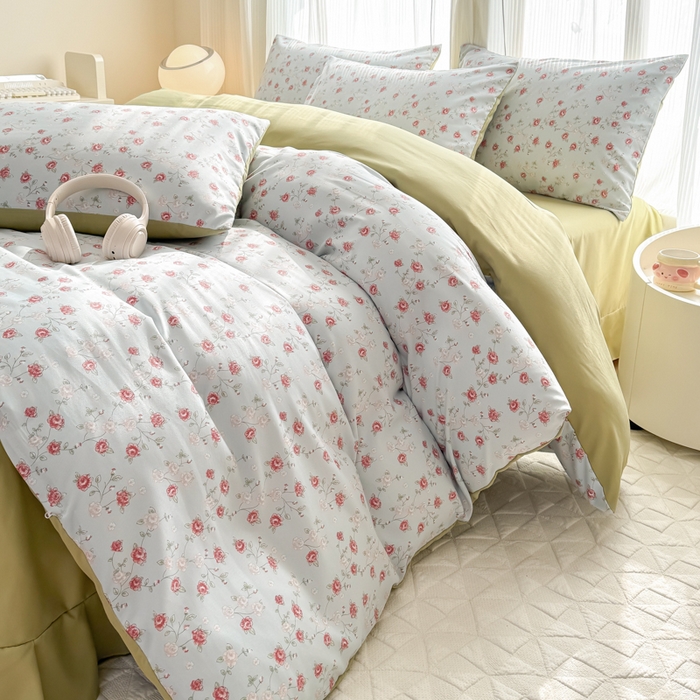 91家纺网 家纺一手货源 找家纺 铭浩家纺 2025新款A类针织棉双层纱四件套 伊洛