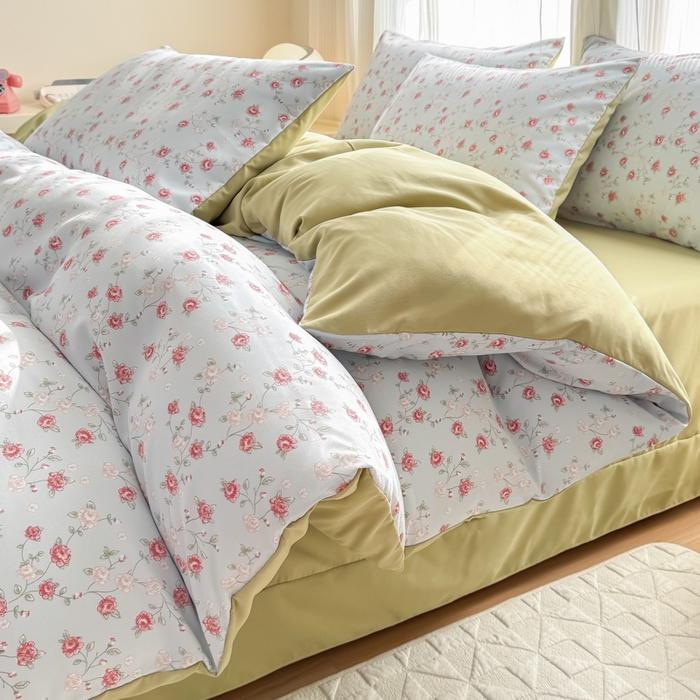 91家纺网 家纺一手货源 找家纺 铭浩家纺 2025新款A类针织棉双层纱四件套 伊洛