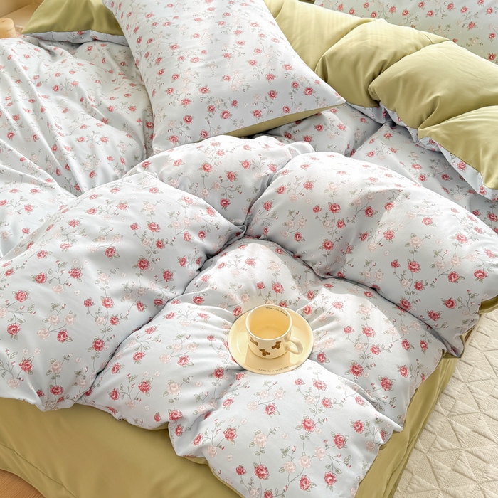 91家纺网 家纺一手货源 找家纺 铭浩家纺 2025新款A类针织棉双层纱四件套 伊洛