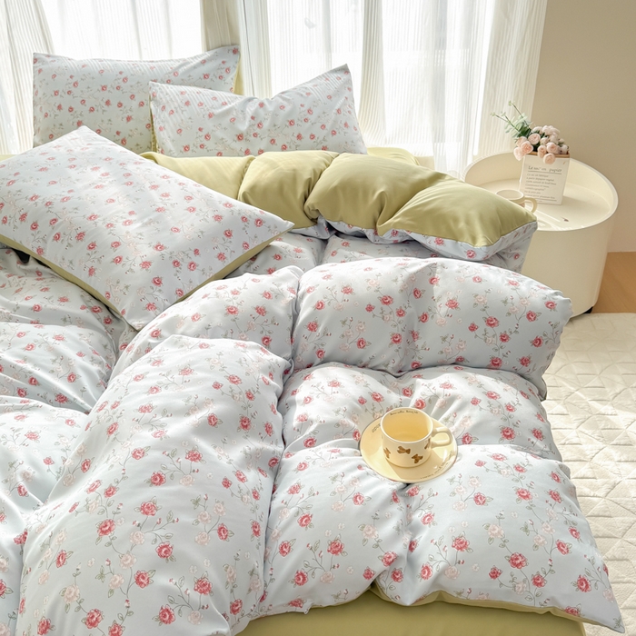 91家纺网 家纺一手货源 找家纺 铭浩家纺 2025新款A类针织棉双层纱四件套 伊洛