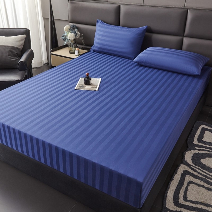 91家纺网 家纺一手货源 找家纺 梵克保罗 2025新款DT系列缎条工艺色丁枕套 DT-藏青