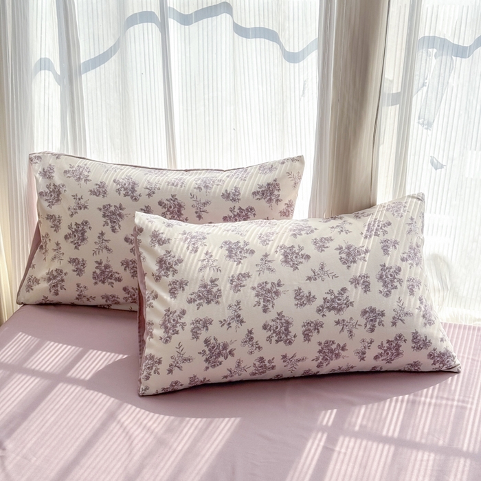 91家纺网 家纺一手货源 找家纺 铭浩家纺 2025新款A类针织棉双层纱四件套 紫嫣