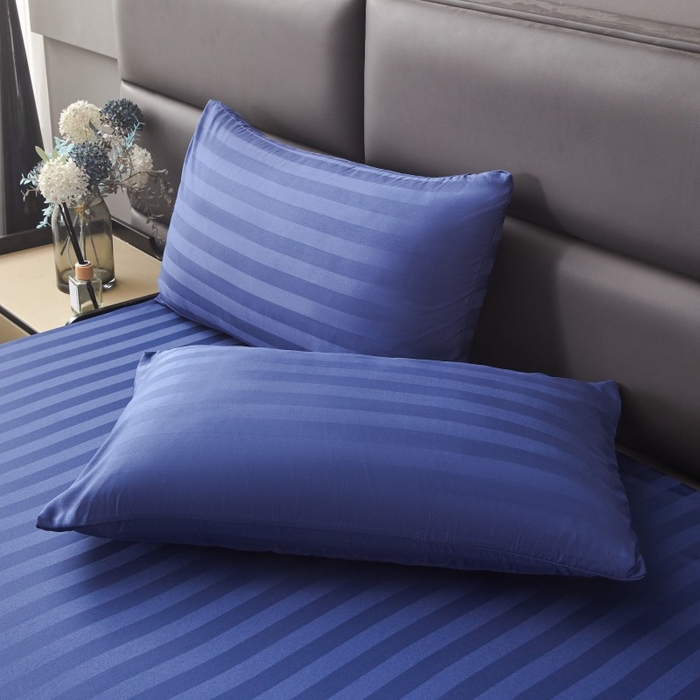 梵克保罗 2025新款DT系列缎条工艺色丁枕套 DT-藏青