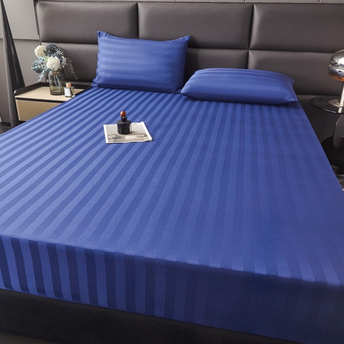 91家纺网 家纺一手货源 找家纺 梵克保罗 2025新款DT系列缎条工艺色丁枕套 DT-藏青