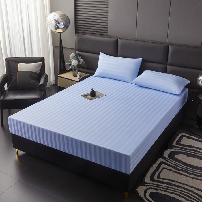 91家纺网 家纺一手货源 找家纺 梵克保罗 2025新款DT系列缎条工艺色丁枕套 DT-淡蓝