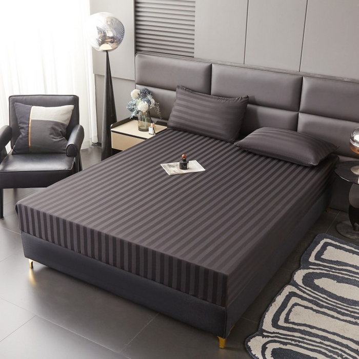 91家纺网 家纺一手货源 找家纺 梵克保罗 2025新款DT系列缎条工艺色丁枕套 DT-黑