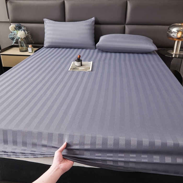 91家纺网 家纺一手货源 找家纺 梵克保罗 2025新款DT系列缎条工艺色丁枕套 DT-灰