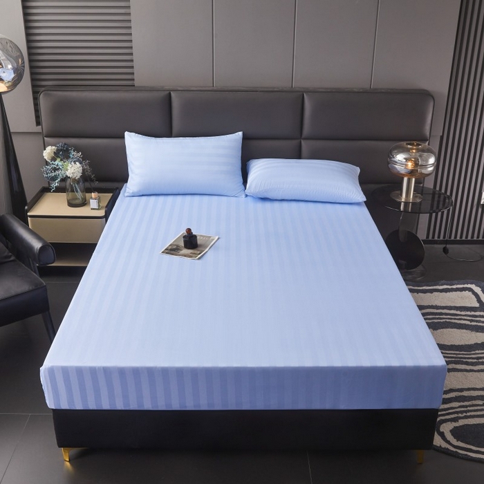 91家纺网 家纺一手货源 找家纺 梵克保罗 2025新款DT系列缎条工艺色丁枕套 DT-淡蓝