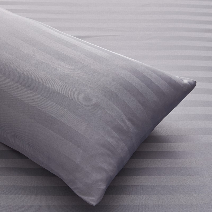 91家纺网 家纺一手货源 找家纺 梵克保罗 2025新款DT系列缎条工艺色丁枕套 DT-灰