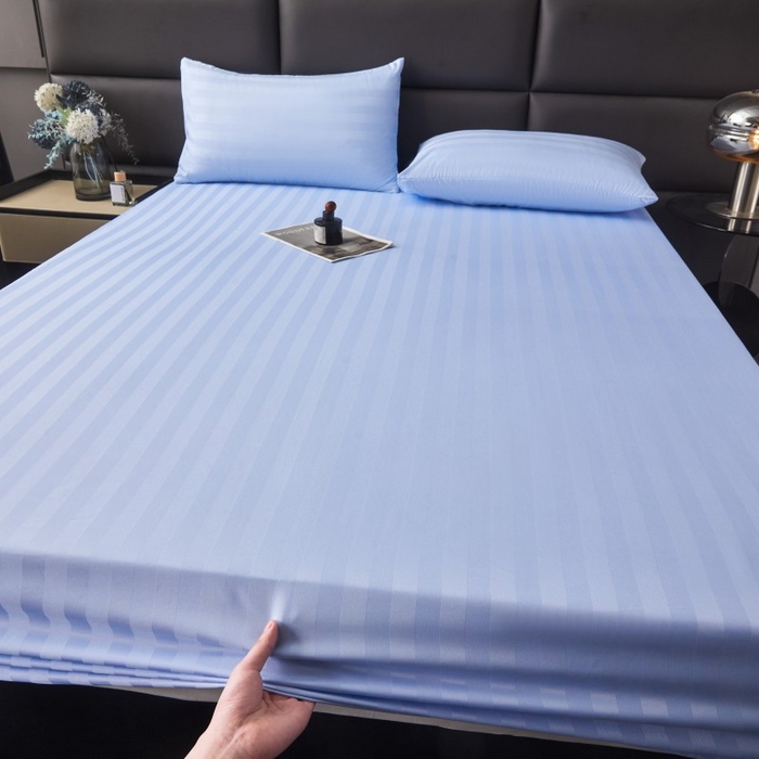 91家纺网 家纺一手货源 找家纺 梵克保罗 2025新款DT系列缎条工艺色丁枕套 DT-淡蓝