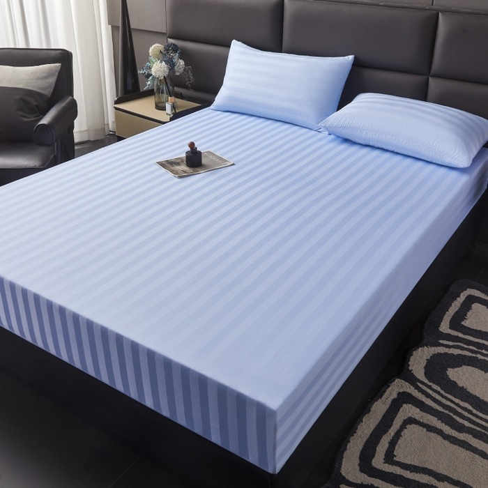 91家纺网 家纺一手货源 找家纺 梵克保罗 2025新款DT系列缎条工艺色丁枕套 DT-淡蓝