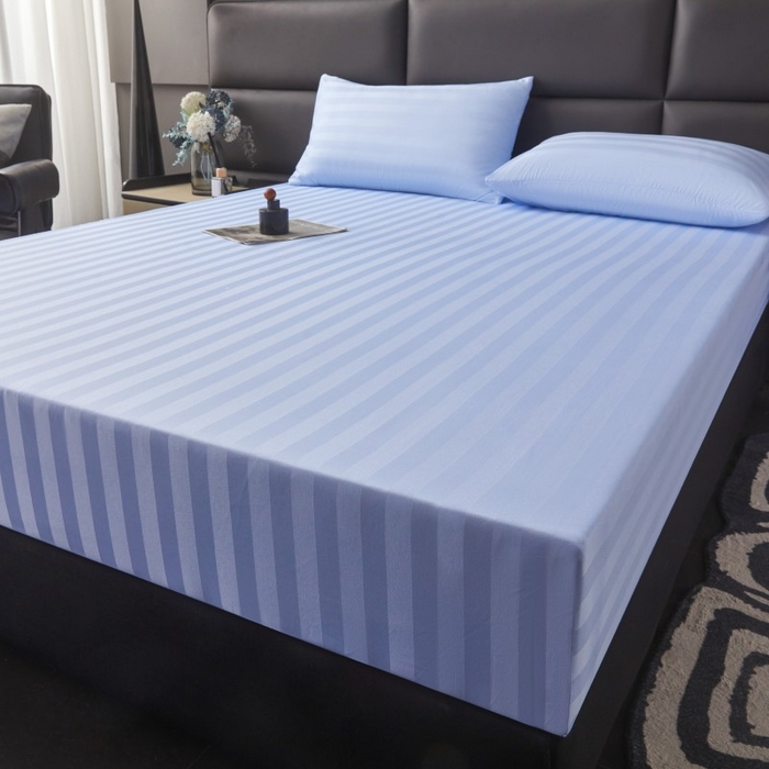 91家纺网 家纺一手货源 找家纺 梵克保罗 2025新款DT系列缎条工艺色丁枕套 DT-淡蓝