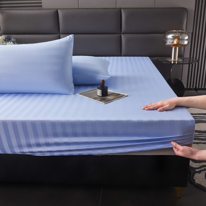 91家纺网 家纺一手货源 找家纺 梵克保罗 2025新款DT系列缎条工艺色丁枕套 DT-淡蓝