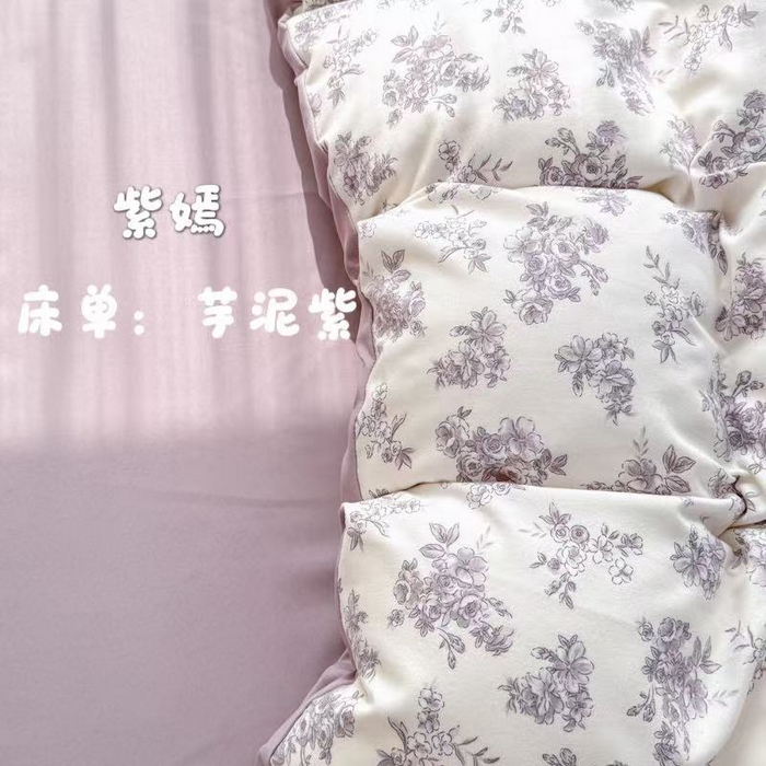 铭浩家纺 2025新款A类针织棉双层纱四件套 紫嫣