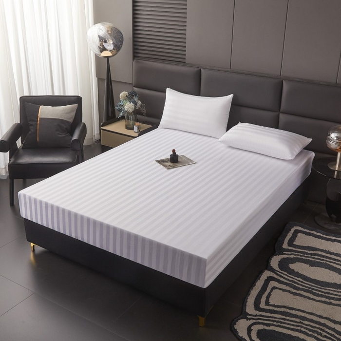 91家纺网 家纺一手货源 找家纺 梵克保罗 2025新款DT系列缎条工艺色丁枕套 DT-白