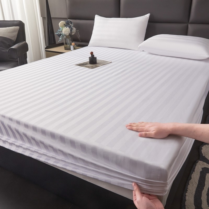 91家纺网 家纺一手货源 找家纺 梵克保罗 2025新款DT系列缎条工艺色丁枕套 DT-白