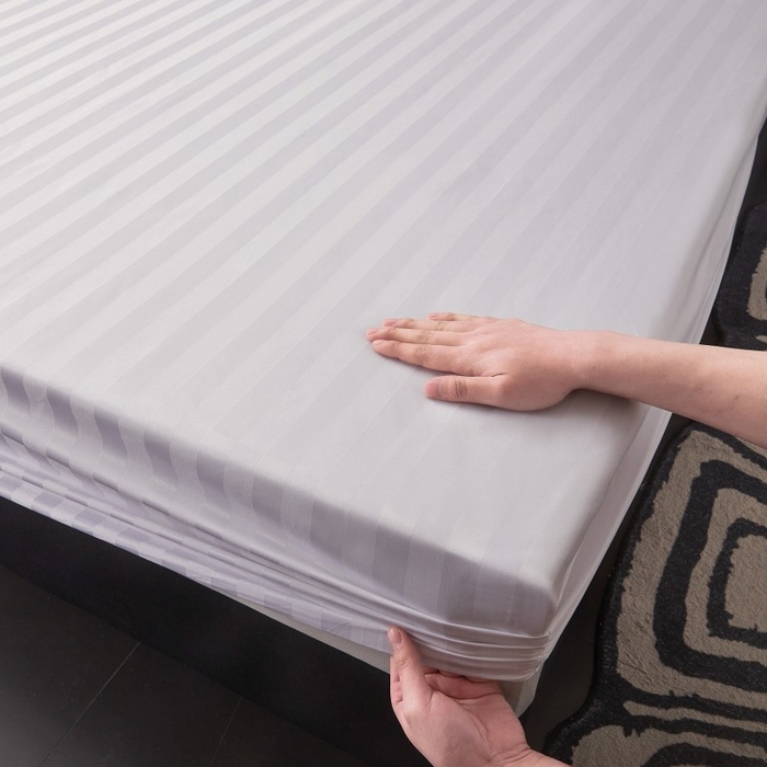 91家纺网 家纺一手货源 找家纺 梵克保罗 2025新款DT系列缎条工艺色丁枕套 DT-白