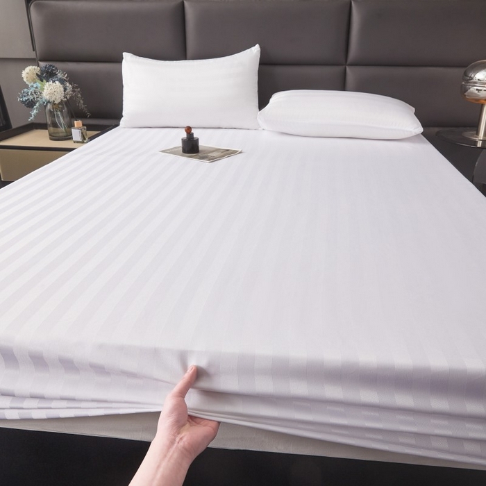 91家纺网 家纺一手货源 找家纺 梵克保罗 2025新款DT系列缎条工艺色丁枕套 DT-白