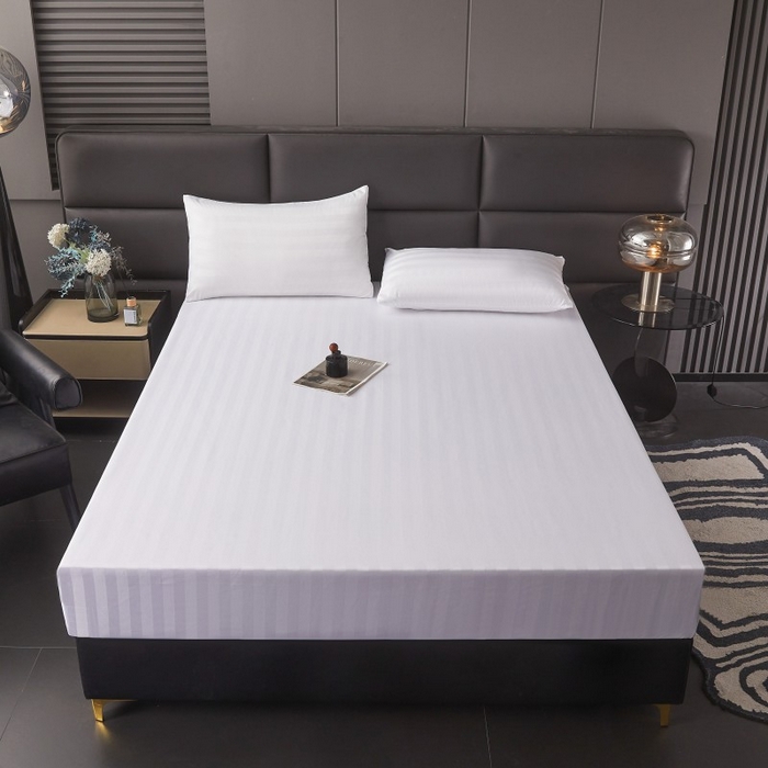 91家纺网 家纺一手货源 找家纺 梵克保罗 2025新款DT系列缎条工艺色丁枕套 DT-白