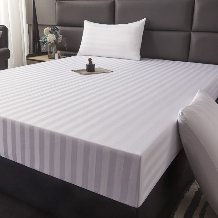 91家纺网 家纺一手货源 找家纺 梵克保罗 2025新款DT系列缎条工艺色丁枕套 DT-白