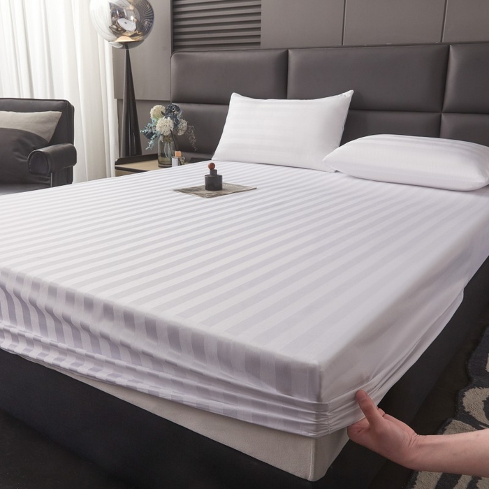 91家纺网 家纺一手货源 找家纺 梵克保罗 2025新款DT系列缎条工艺色丁枕套 DT-白