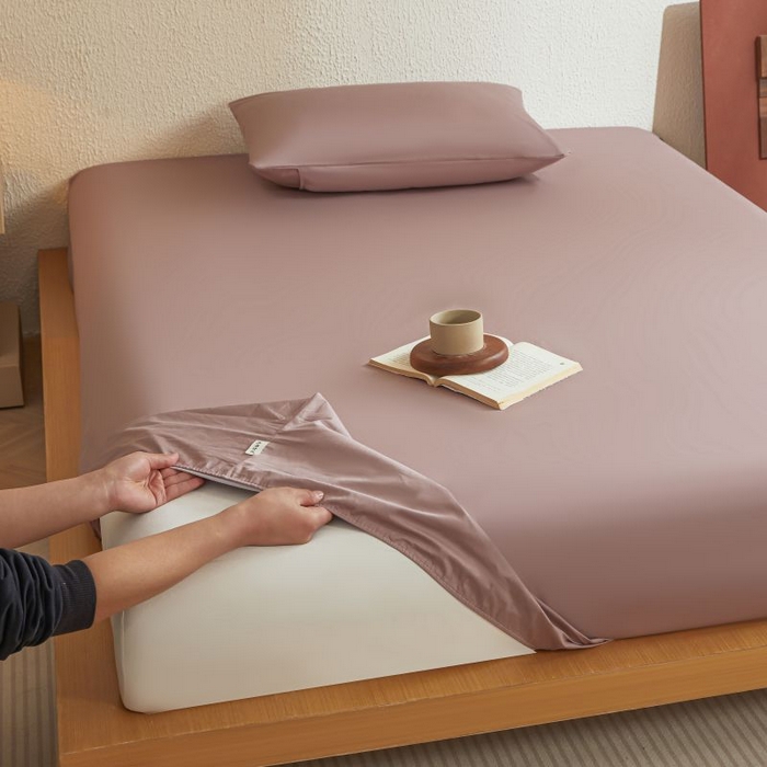 91家纺网 家纺一手货源 找家纺 梵克保罗 2025新款全棉13372喷气防水床笠5面全包防水不渗漏-单床笠 棕雾咖