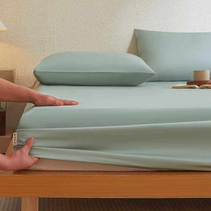 91家纺网 家纺一手货源 找家纺 梵克保罗 2025新款全棉13372喷气防水床笠5面全包防水不渗漏-单床笠 川青绿