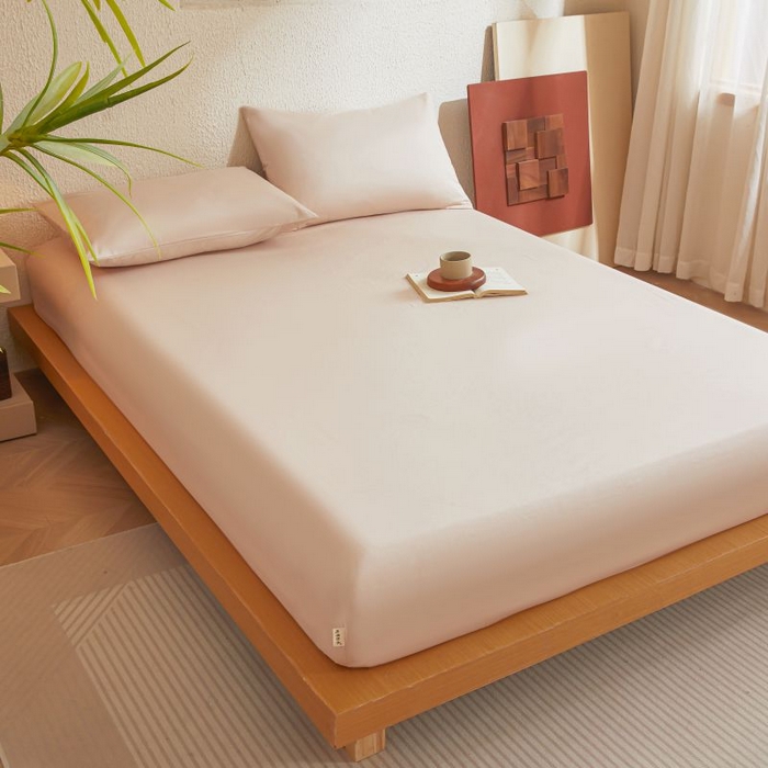 91家纺网 家纺一手货源 找家纺 梵克保罗 2025新款全棉13372喷气防水床笠5面全包防水不渗漏-单床笠 浅茶杏