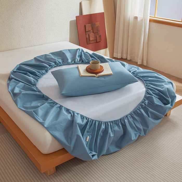 91家纺网 家纺一手货源 找家纺 梵克保罗 2025新款全棉13372喷气防水床笠5面全包防水不渗漏-单床笠 清雅蓝