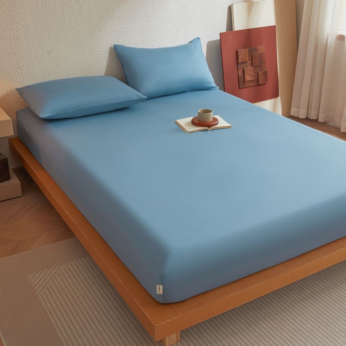 91家纺网 家纺一手货源 找家纺 梵克保罗 2025新款全棉13372喷气防水床笠5面全包防水不渗漏-单床笠 清雅蓝